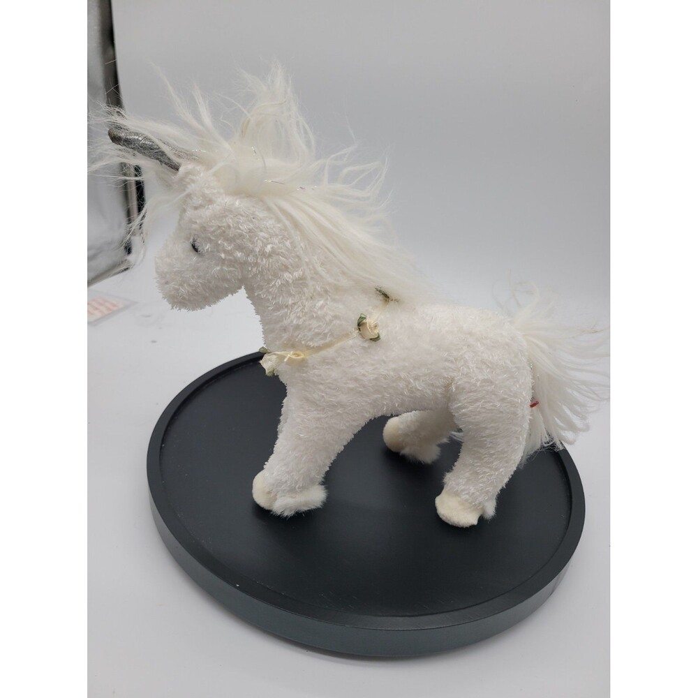 Douglas 9" Plush White Unicorn w/ Silver Horn & Roses